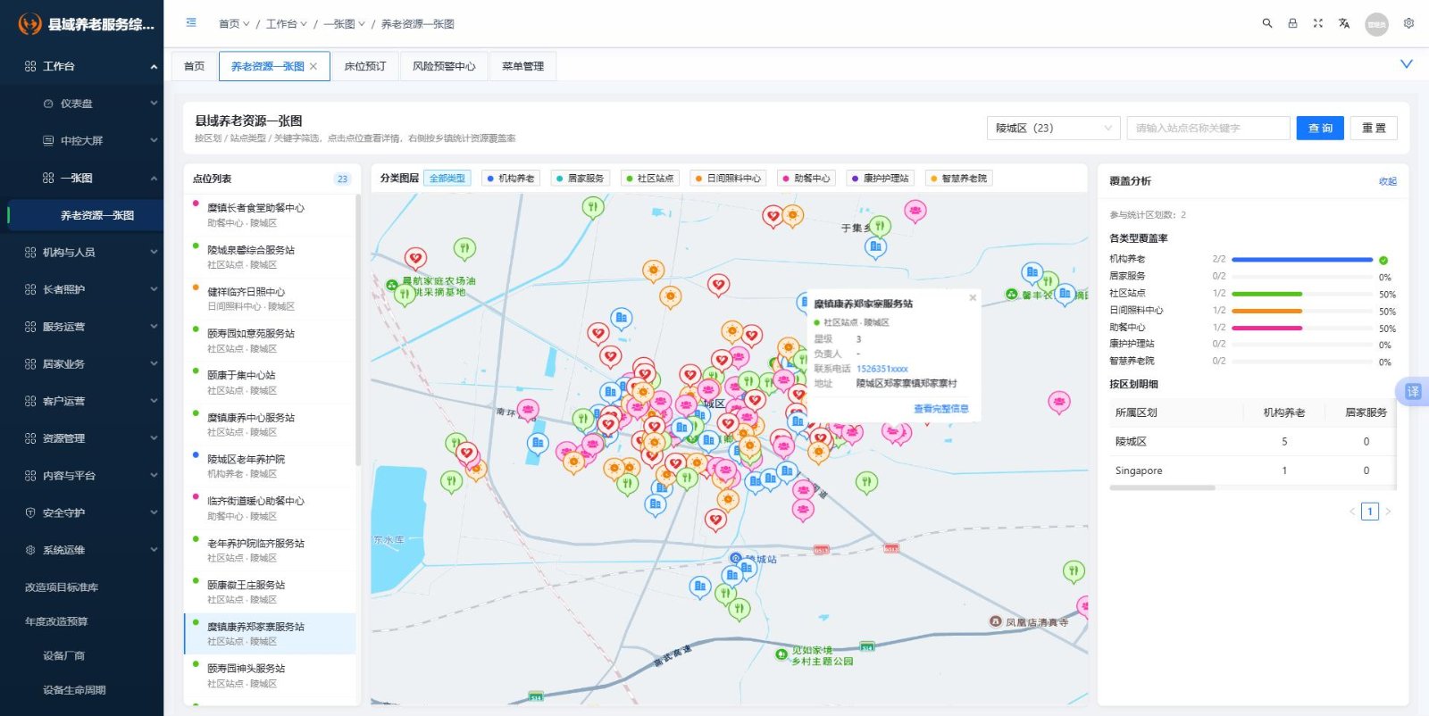 养老资源一张图界面示意